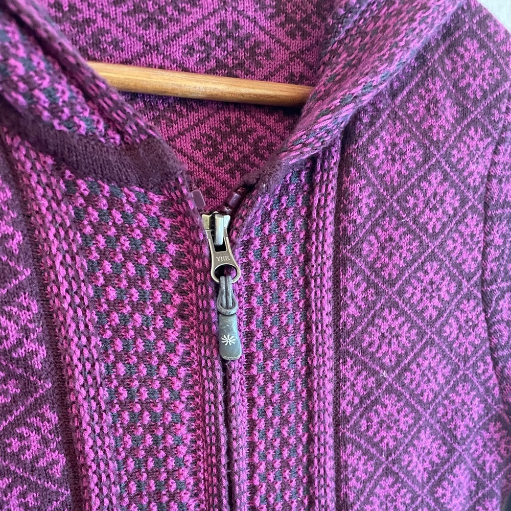 Athleta Spooner Summit Fair Isle Wool Zip Up Hooded Jacket Sweater Womens Size S - Picture 7 of 10